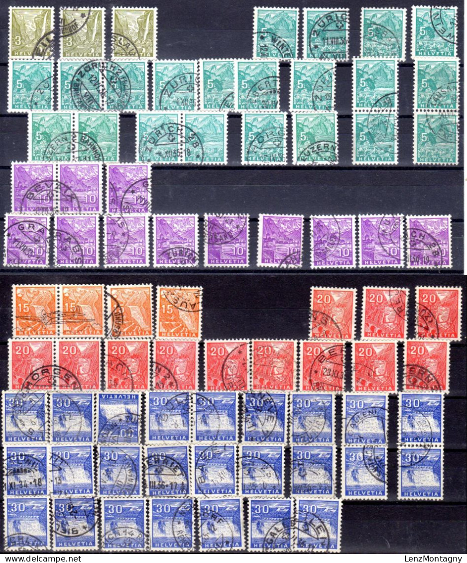 Timbres SUISSE doubles, surtout oblitéré selon les scans, chaque image dans un sachet