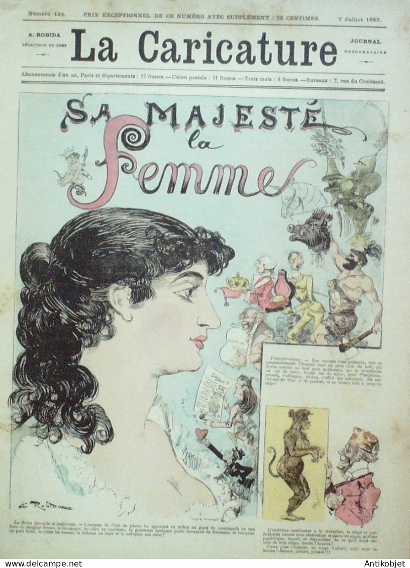 La Caricature 1883 N°184 Sa Majesté La Femme Robisa Barret - Revues Anciennes - Avant 1900