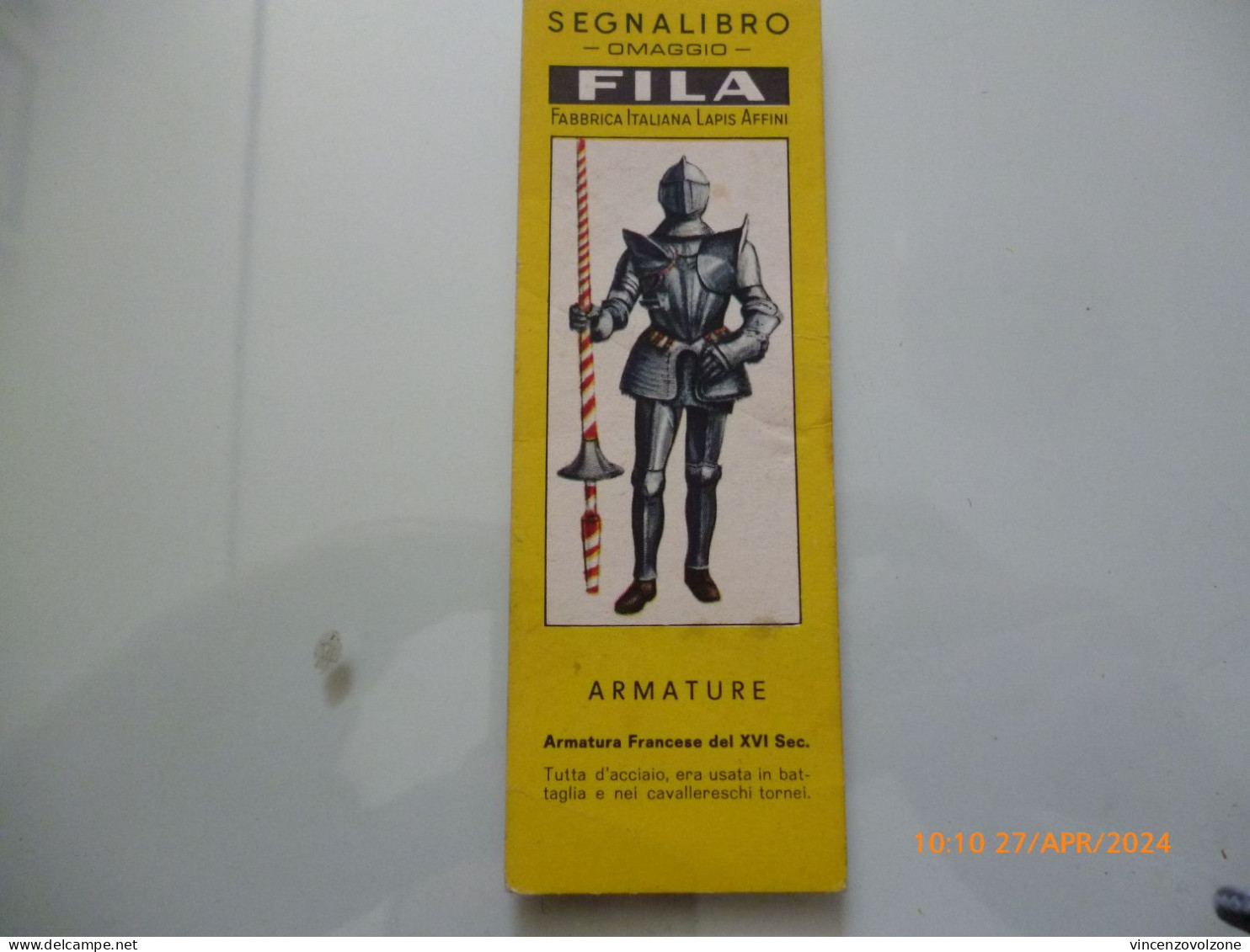 Segnalibro "FILA ARMATURE Armatura Francese Del XVI Sec." - Bookmarks