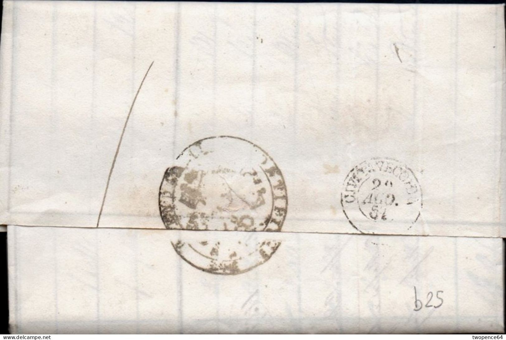 B25 - LETTERA DA CIVITAVECCHIA A MONTE ROMANO 1857 - 1. ...-1850 Prephilately