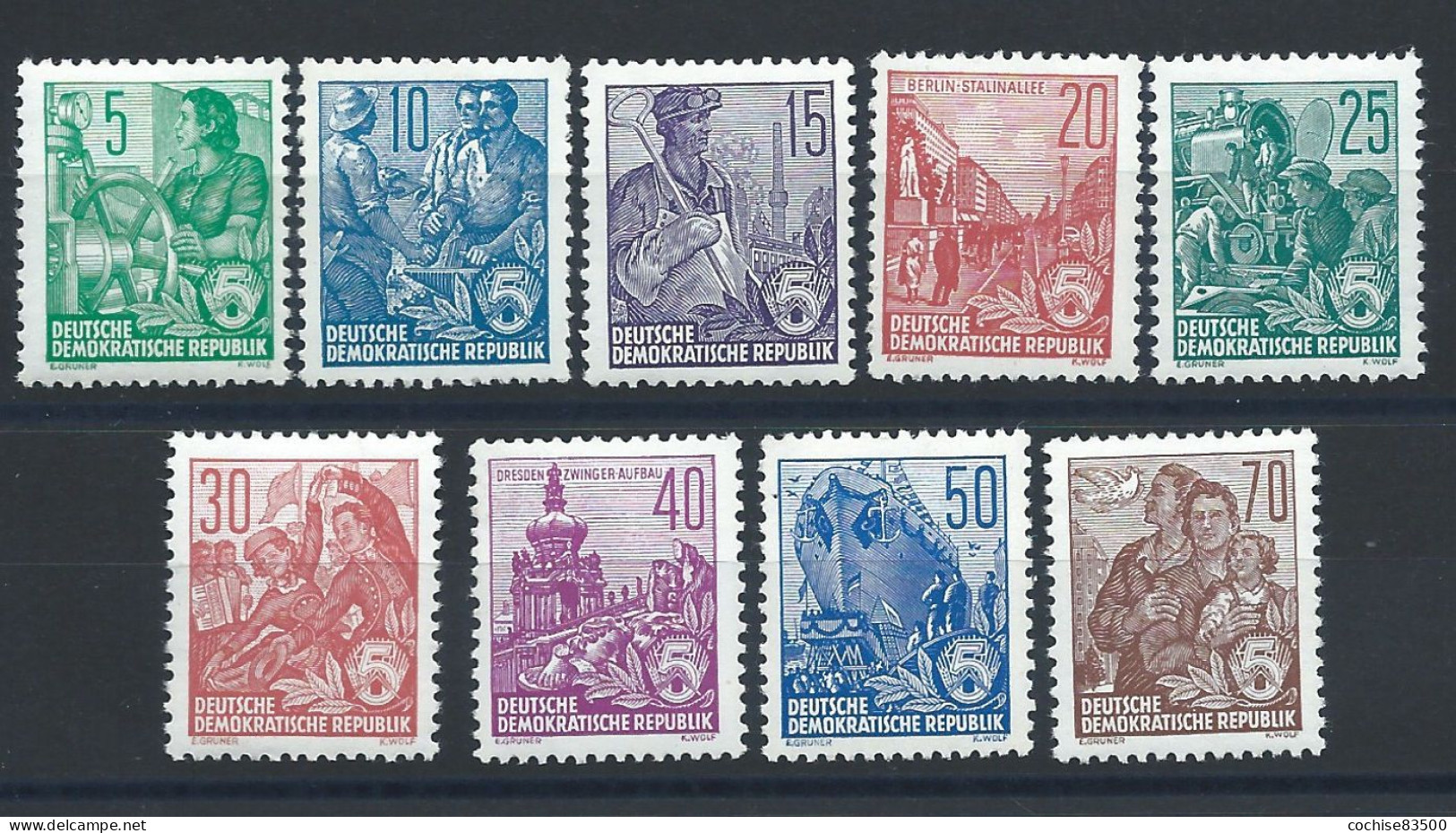 Allemagne RDA N°314/22** (MNH) 1957 Dentelé 13 X12 1/2 - Plan Quinquennal - Neufs