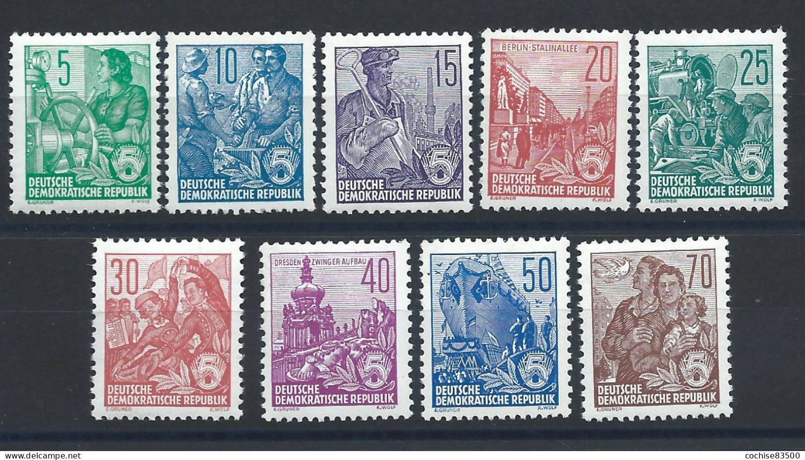 Allemagne RDA N°314/22** (MNH) 1957 Dentelé 13 X12 1/2 - Plan Quinquennal - Unused Stamps