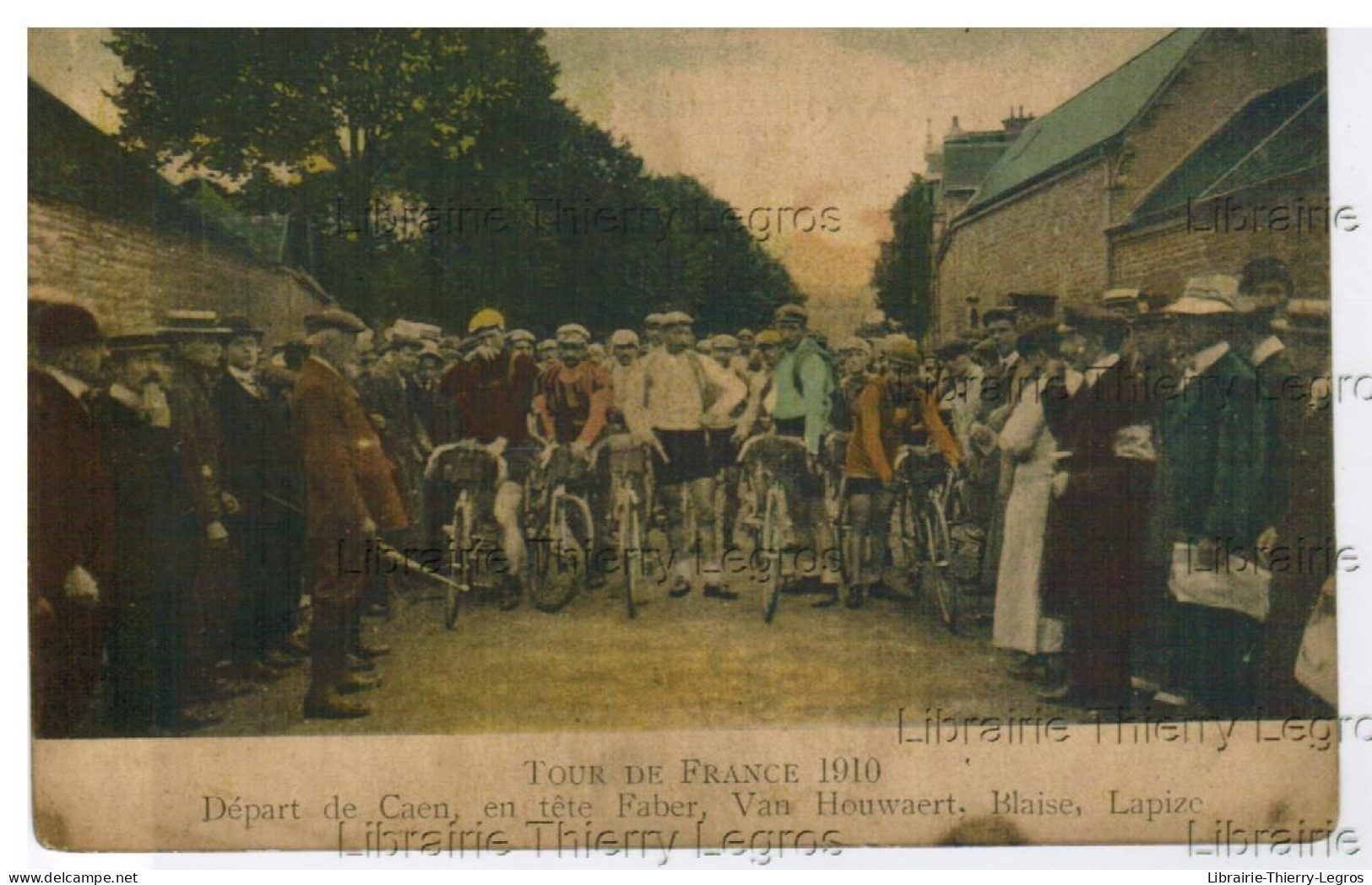 CPA Tour De France 1910 Départ De Caen Faber Van Houwaert Blaise Lapize Cyclisme Velo Biking Piste   Course - Radsport