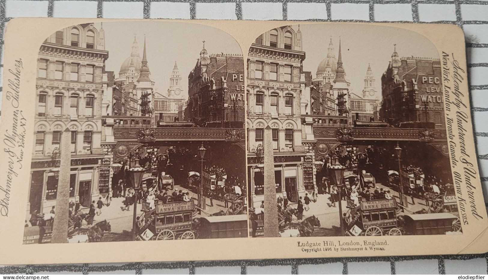 Ludgate Hill (colline), Londres, Angleterre. Underwood Stereo - Stereoskope - Stereobetrachter