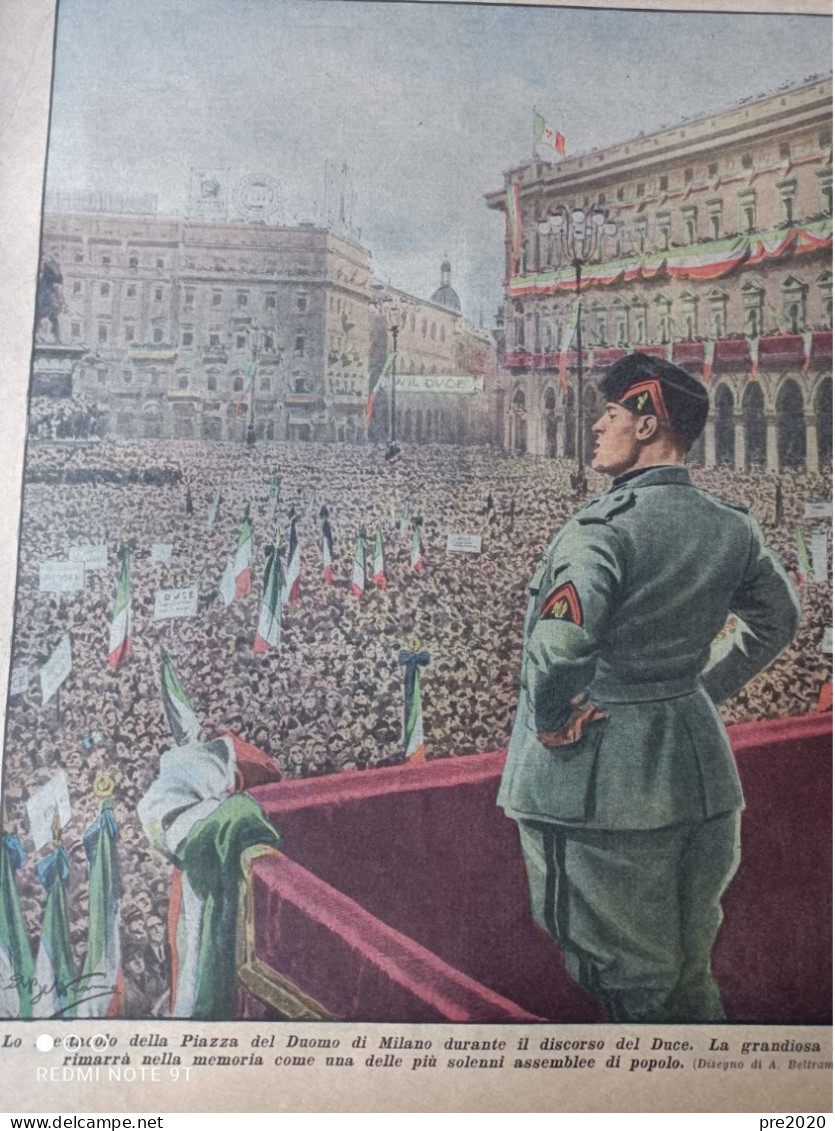 DOMENICA DEL CORRIERE 1930 IL DUCE IN COPERTINA ARTICOLO DI PIETRO MASCAGNI SIENA RUVO DI PUGLIA LAVAGNA - Otros & Sin Clasificación