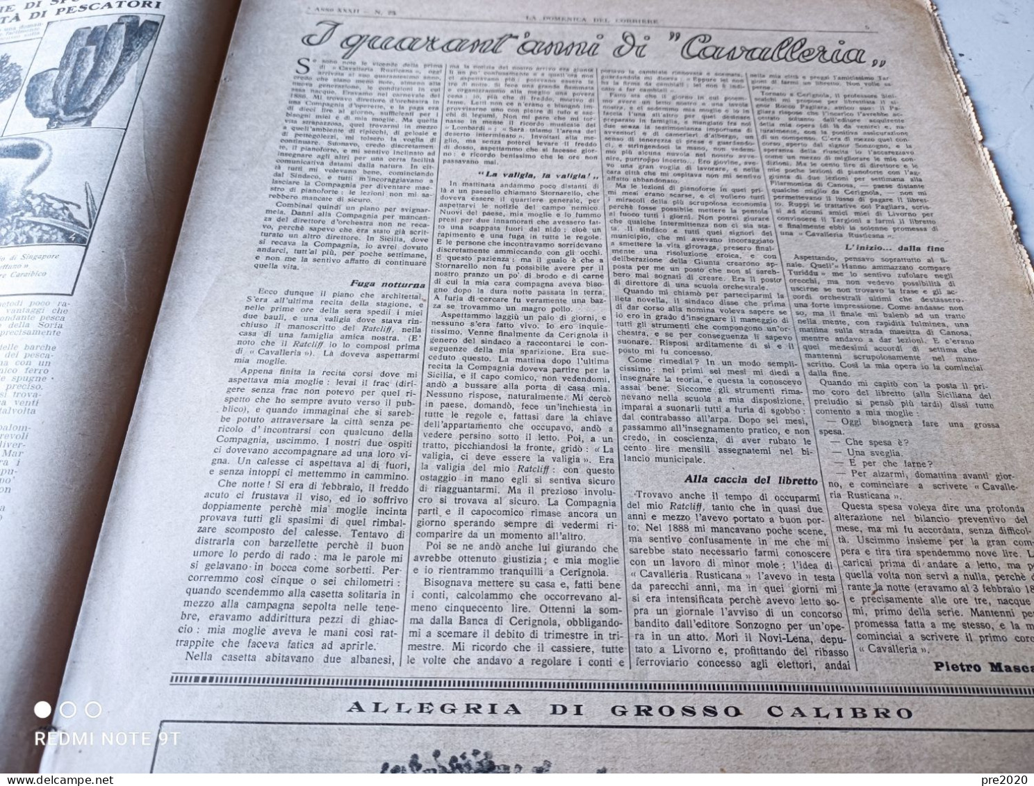 DOMENICA DEL CORRIERE 1930 IL DUCE IN COPERTINA ARTICOLO DI PIETRO MASCAGNI SIENA RUVO DI PUGLIA LAVAGNA - Other & Unclassified