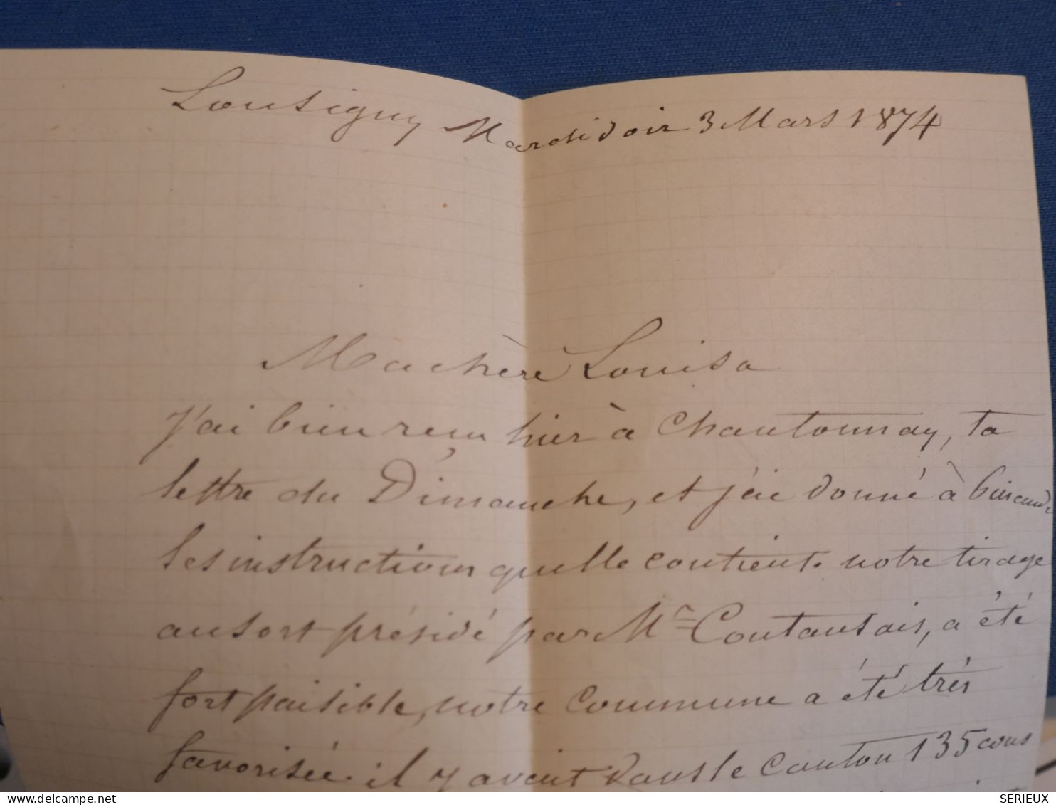 DN12 FRANCE  LETTRE RR 1874 PETIT BUREAU  CHANTONAY A LA ROCHELLE    +N° 60 II +  +AFF. INTERESSANT++ - 1871-1875 Ceres