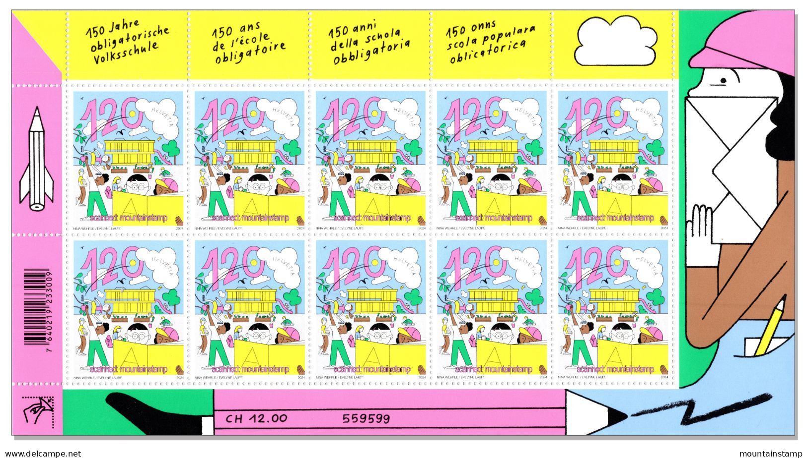 Switzerland 2024 (2/24) 150 Jahre Volksschule - L’école Obligatoire - Scuola Obbligatoria - Compulsory School MNH Sheet - Unused Stamps