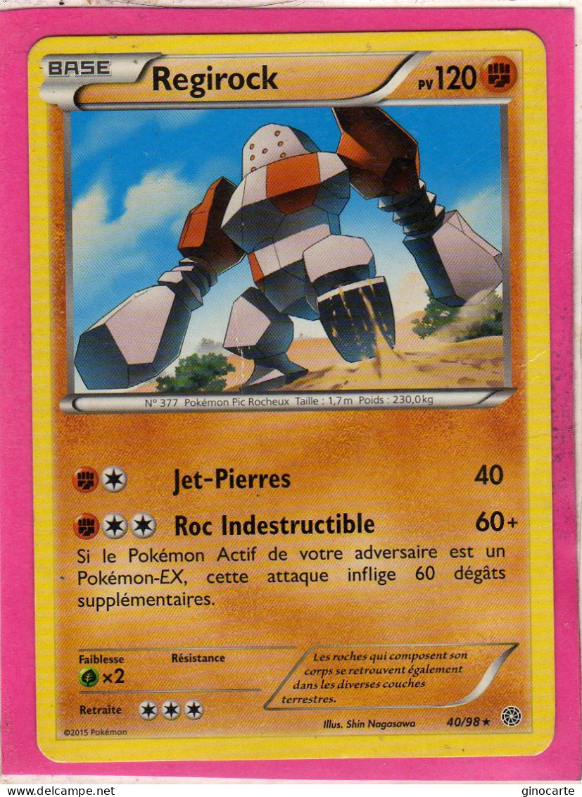 Carte Pokemon Francaise 2015 Xy Origine Antique 40/98 Regirock 120pv Bon Etat - XY