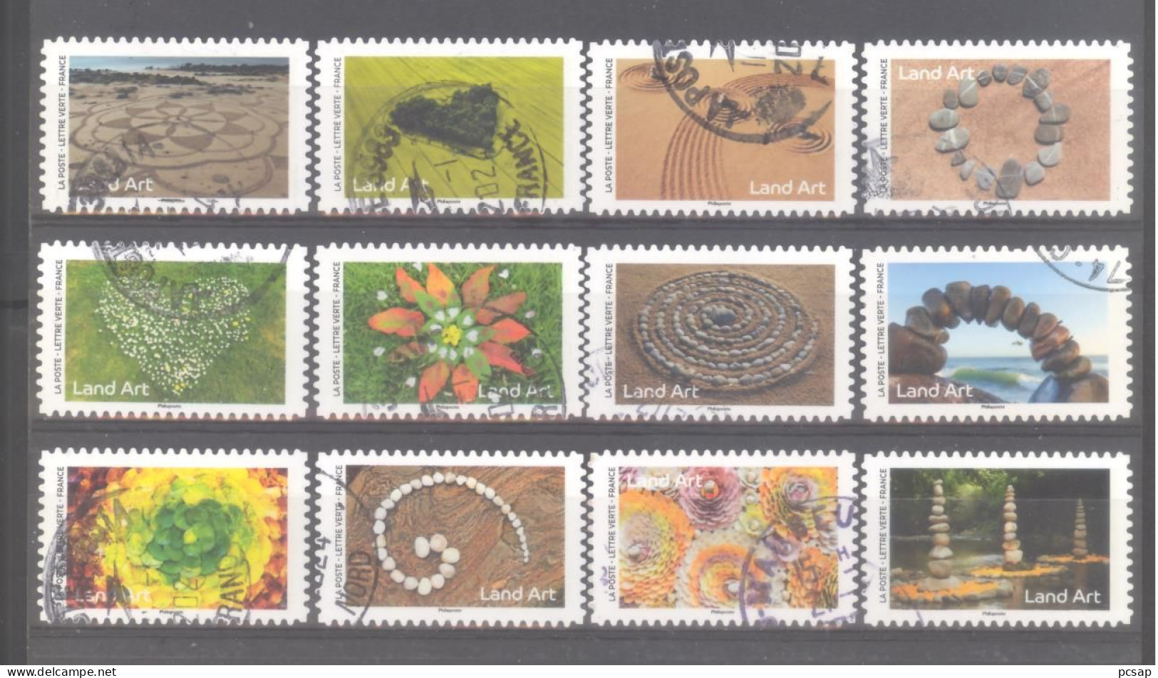 France Autoadhésifs Oblitérés N°2375/2386 (Série Complète : Land Art) (lignes Ondulées) - Used Stamps
