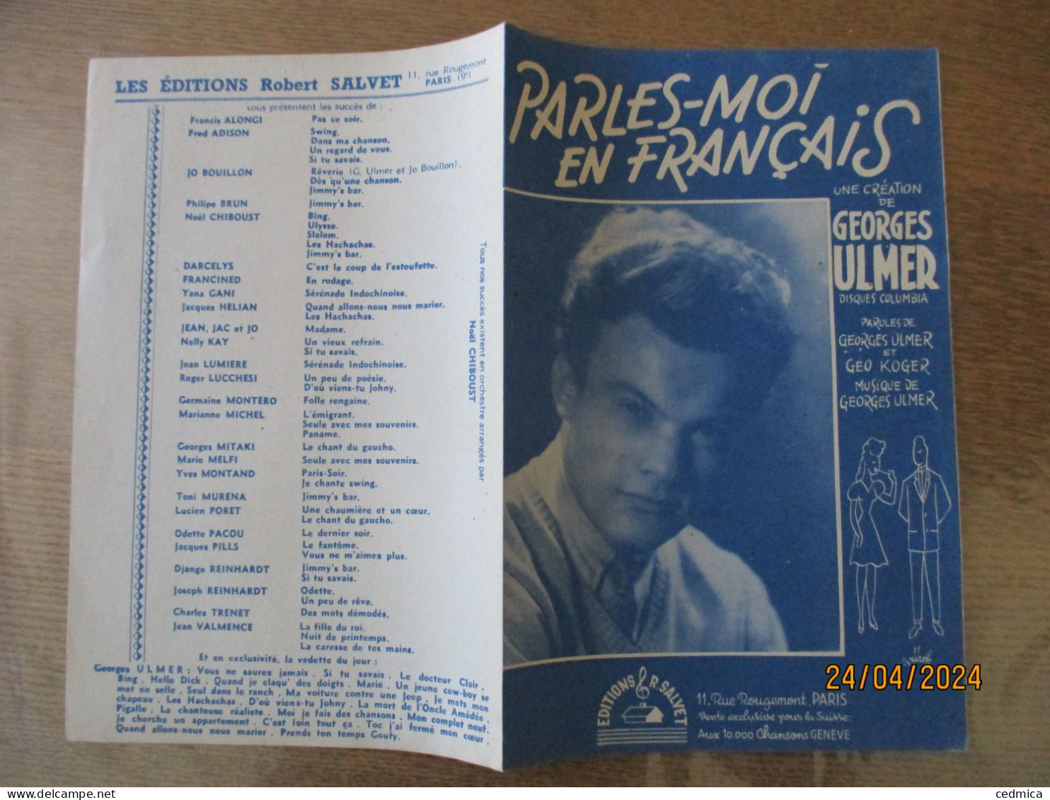 PARLE-MOI EN FRANCAIS....PAROLES DE GEORGES ULMER & GEO KOGER MUSIQUE DE GEORGES ULMER - Partitions Musicales Anciennes