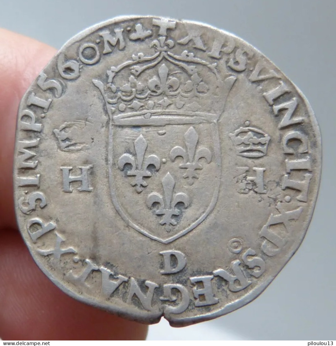 Teston D'Henri II 1560 D (Lyon) 1er Type - 1547-1559 Enrique II