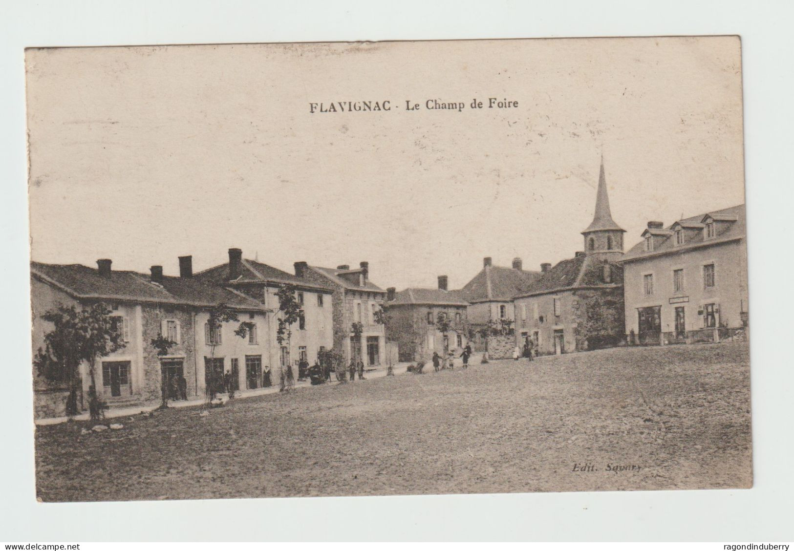 CPA - 87 - FLAVIGNAC - Le Champ De Foire - Edition Savary Carte Voyagée En 1920 Oblitération De Départ Limoges Gare - 1. Weltkrieg 1914-1918