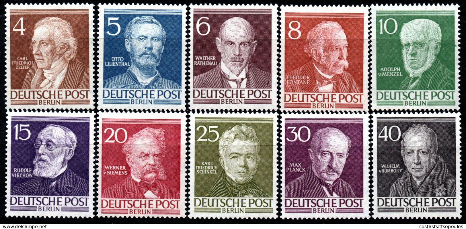 2948.GERMANY,BERLIN,1952-1953 FAMOUS PEOPLE. YT.77-86 MNH - Unused Stamps
