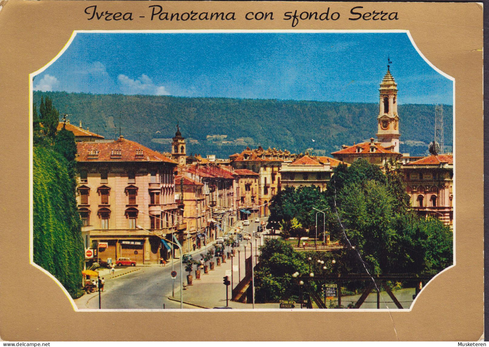 Italy PPC Ivrea - Panorama Con Sfondo Serra 1973 FARMINGTON United States Baseball Stamp (2 Scans) - Andere Monumenten & Gebouwen