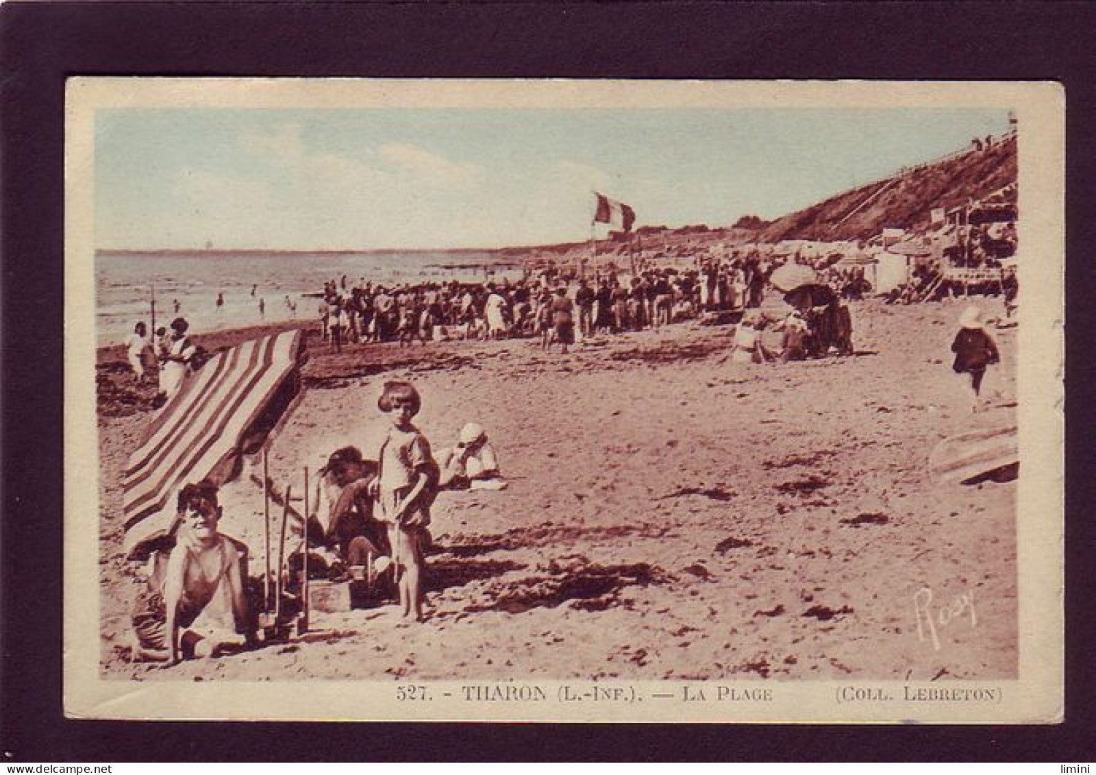 44 - THARON - LA PLAGE - ANIMÉE - COLORISÉE  - Autres & Non Classés