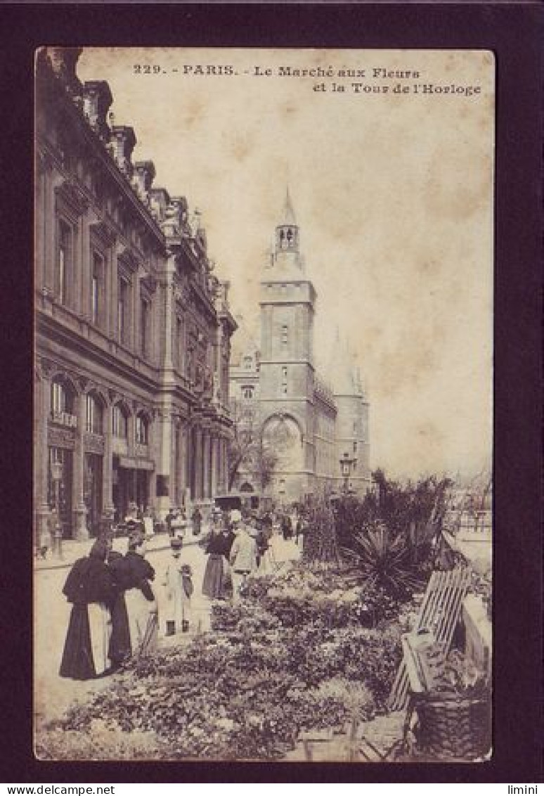 75 - PARIS 01 - LE MARCHE AUX FLEURS ET LA TOUR DE L'HORLOGE - ANIMÉE  - Distrito: 01