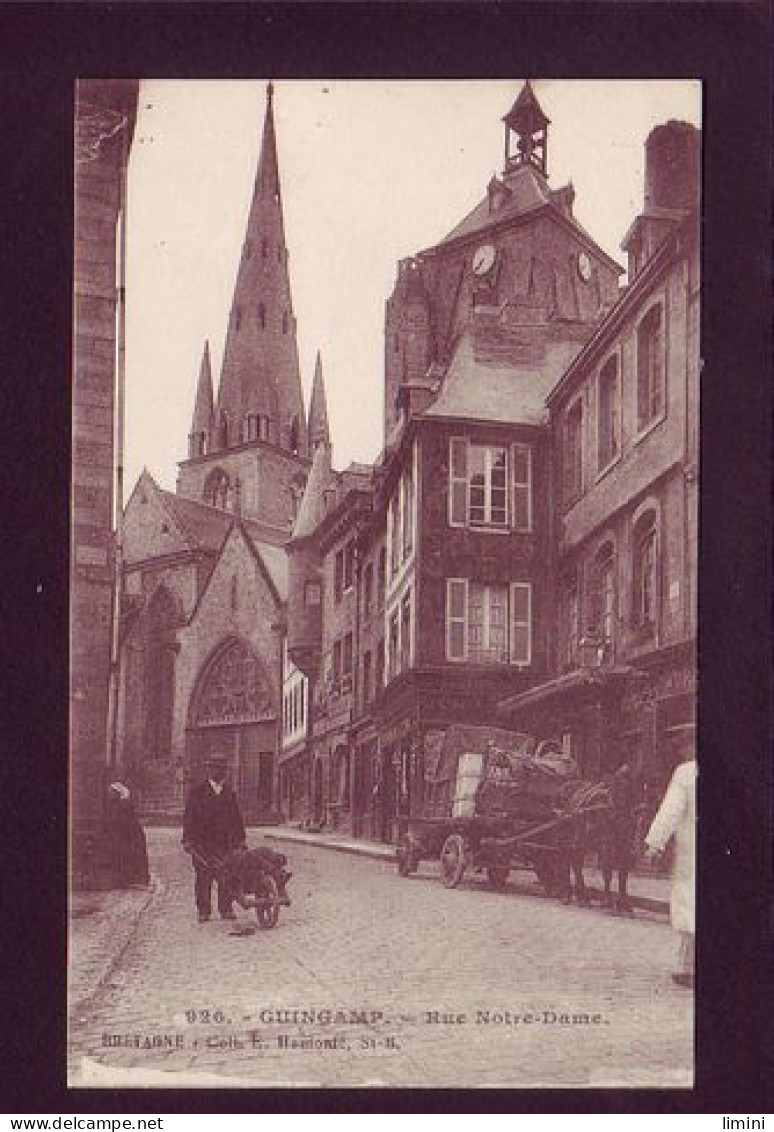 22 - GUINGAMP - RUE NOTRE DAME - ATTELAGE - ANIMÉE  - Guingamp