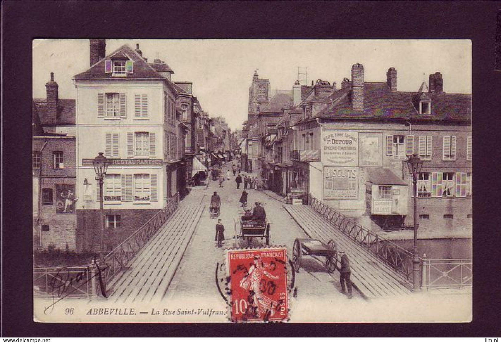 80 - ABBEVILLE - LA RUE SAINT-VULFRAN - ATTELAGE - ANIMÉE  - Abbeville