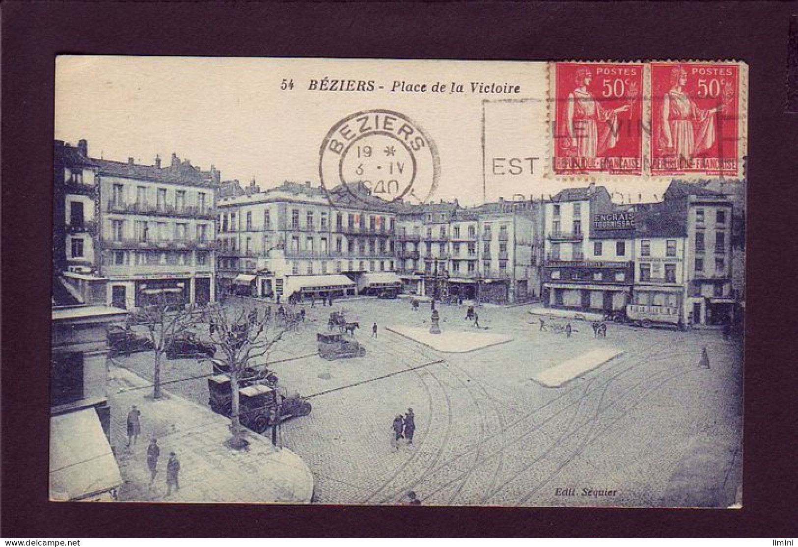 34 - BEZIERS - PLACE DE LA VICTOIRE - AUTOMOBILE - ANIMÉE   - Beziers