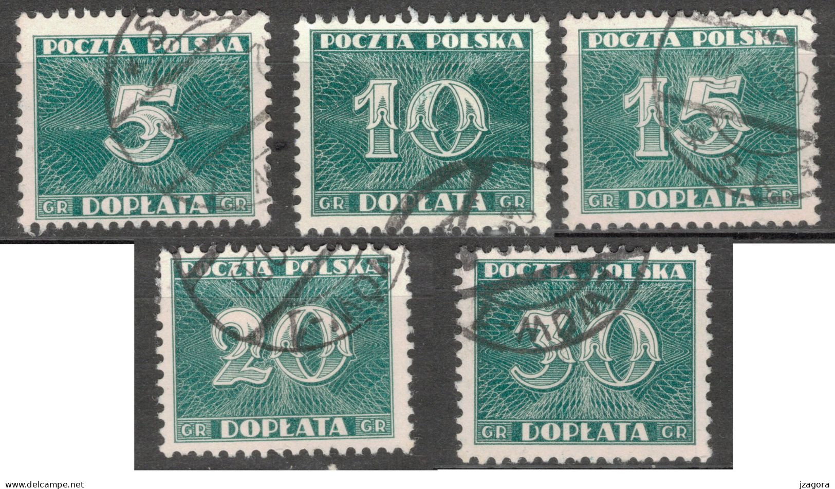 POLAND POLEN POLOGNE 1938 PORTOMARKEN TIMBRES DE SERVICES FRAIS DE PORT POSTAGE DUE REVENUE STAMPS Mi 92-95 97   USED - Impuestos