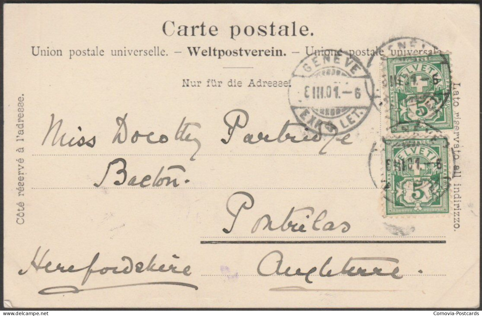 Genève Et Le Mont Blanc, 1901 - Jullien Frères CPA JJ5 - Genève