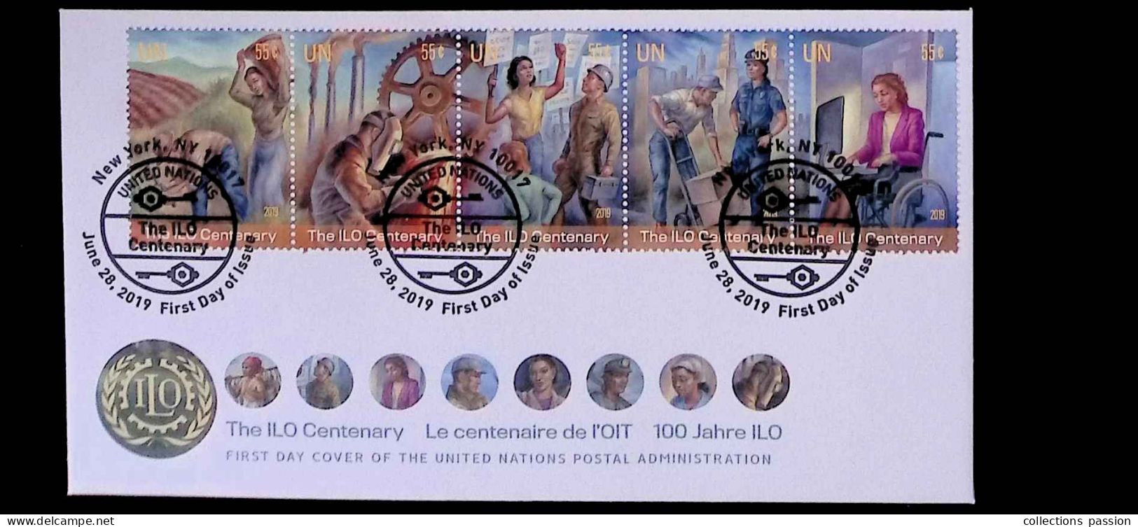 CL, FDC, Premier Jour, First Day Of Issue, United Nations, NY, New York, The ILO Centenary, June 28, 2019 - Autres & Non Classés