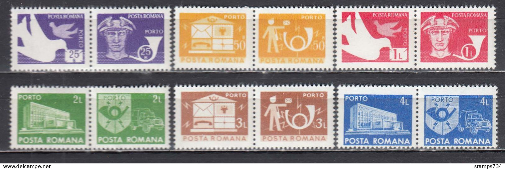 Romania 1982 - Portomarken: Telekommunications And Post, Mi-Nr. Porto 125/30, MNH** - Unused Stamps