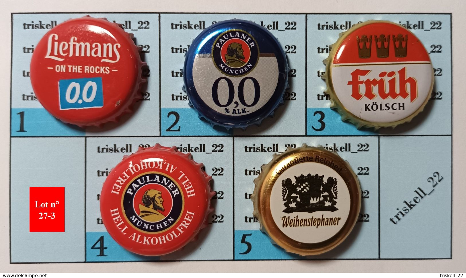 5 Capsules De Bière   Lot N° 27-3 - Bier