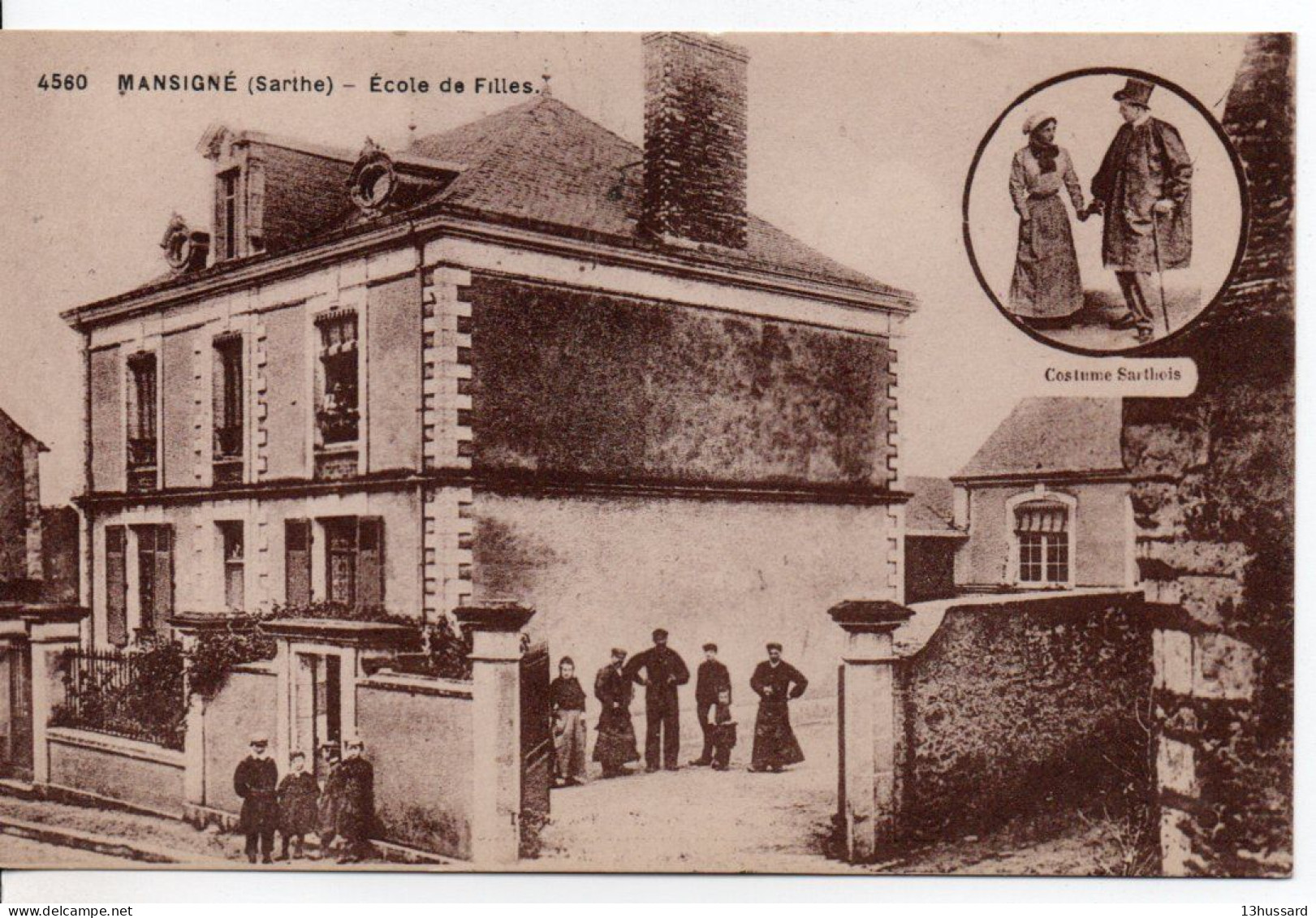 Carte Postale Ancienne Mansigné - Ecole De Filles - Autres & Non Classés