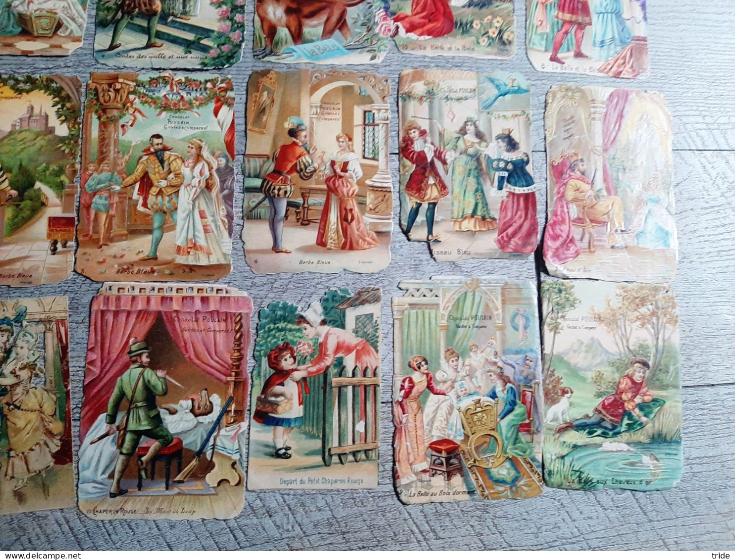 31 Chromos Images Découpis Poulain Contes De Fées Barbe Bleue Petit Chaperon Rouge Cendrillon Belle Et Bête .... - Poulain