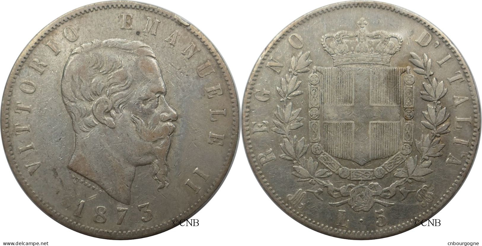 Italie - Royaume - Victor-Emmanuel II - 5 Lire 1873 M Milan - TTB/XF40 - Mon5983 - 1861-1878 : Victor Emmanuel II.