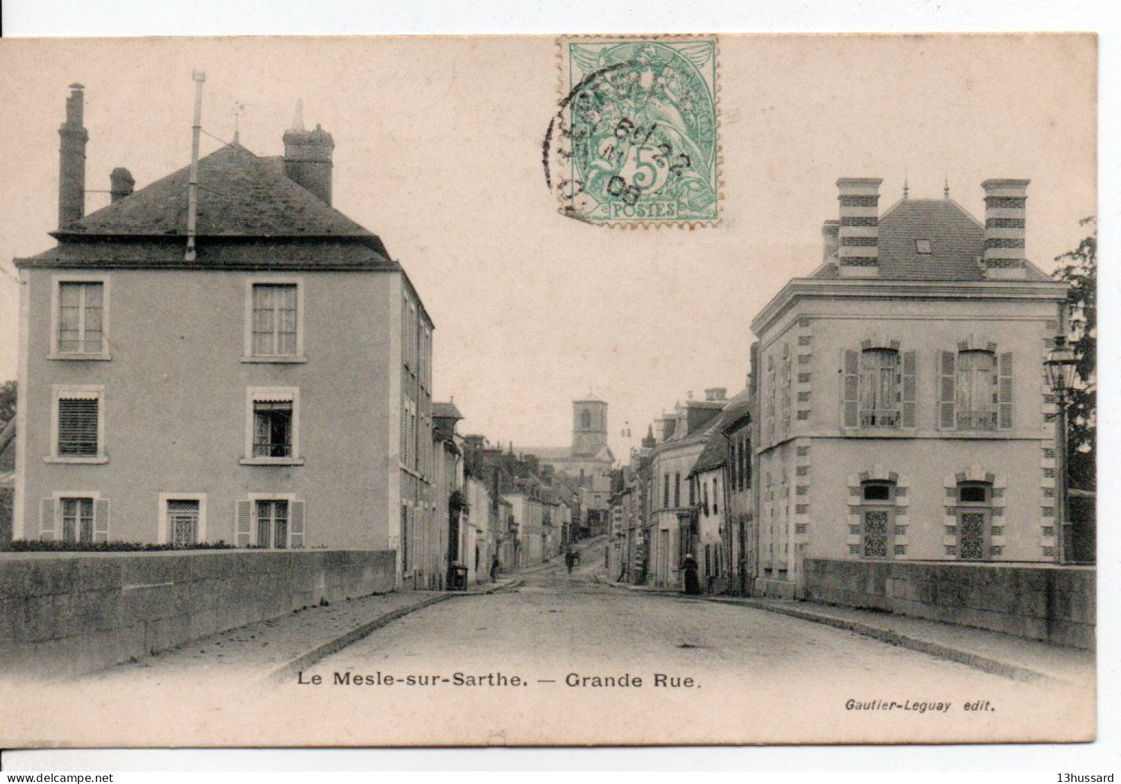 Carte Postale Ancienne Le Mesle Sur Sarthe - Grande Rue - Autres & Non Classés