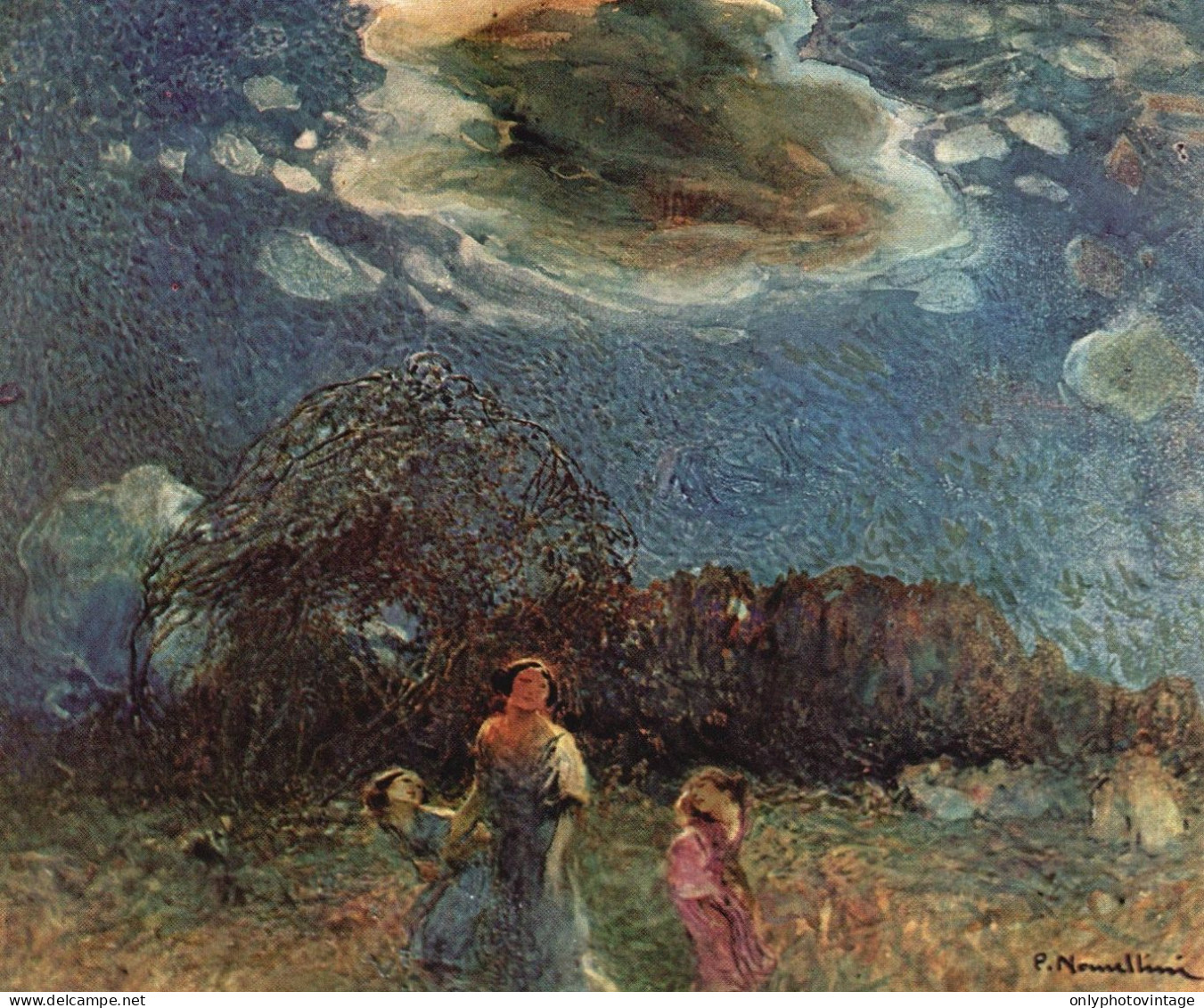 Plinio Nomellini, Passeggiata, Stampa Epoca, Vintage Print - Estampas & Grabados