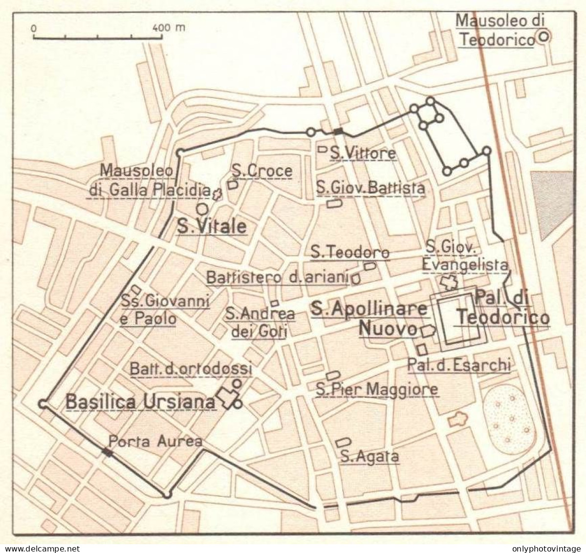 Italia, Ravenna Romana E Bizantina, Mappa Epoca, Vintage Map - Carte Geographique