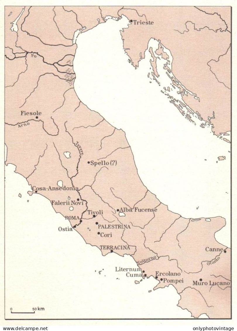 Italia, Località Con Resti Del Periodo Repubblicano, Mappa Epoca - Carte Geographique