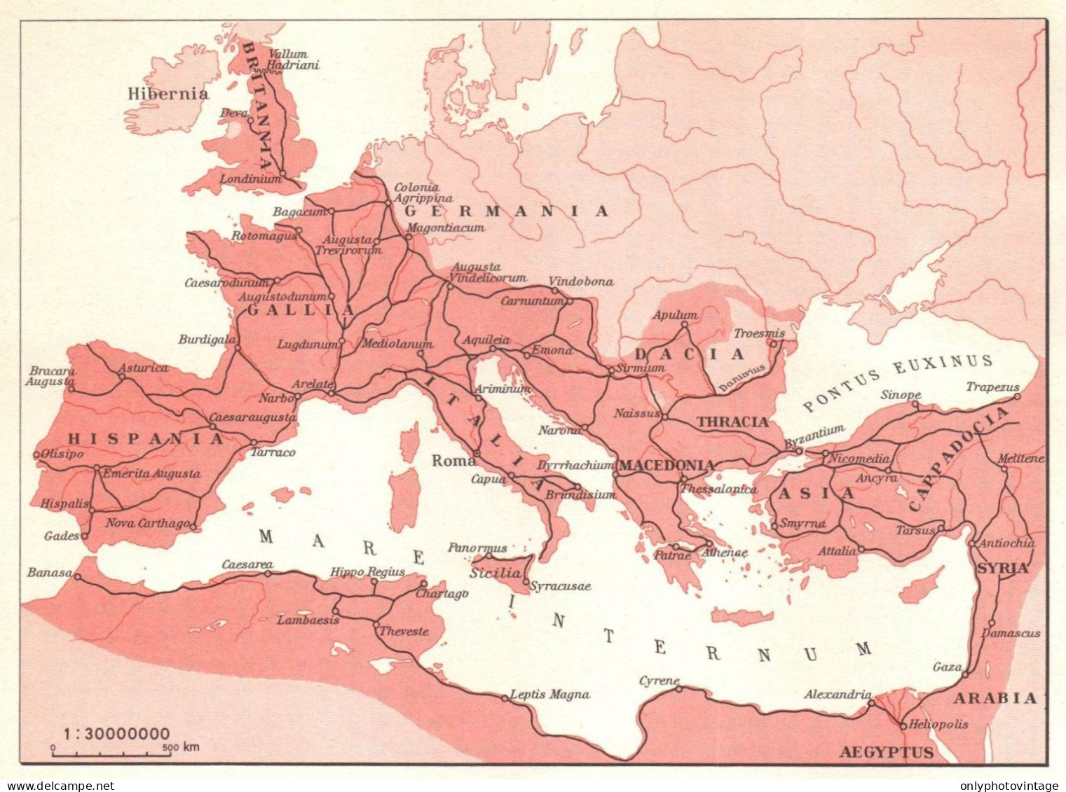 Principali Strade Dell'Impero Romano, Mappa Epoca, Vintage Map - Carte Geographique