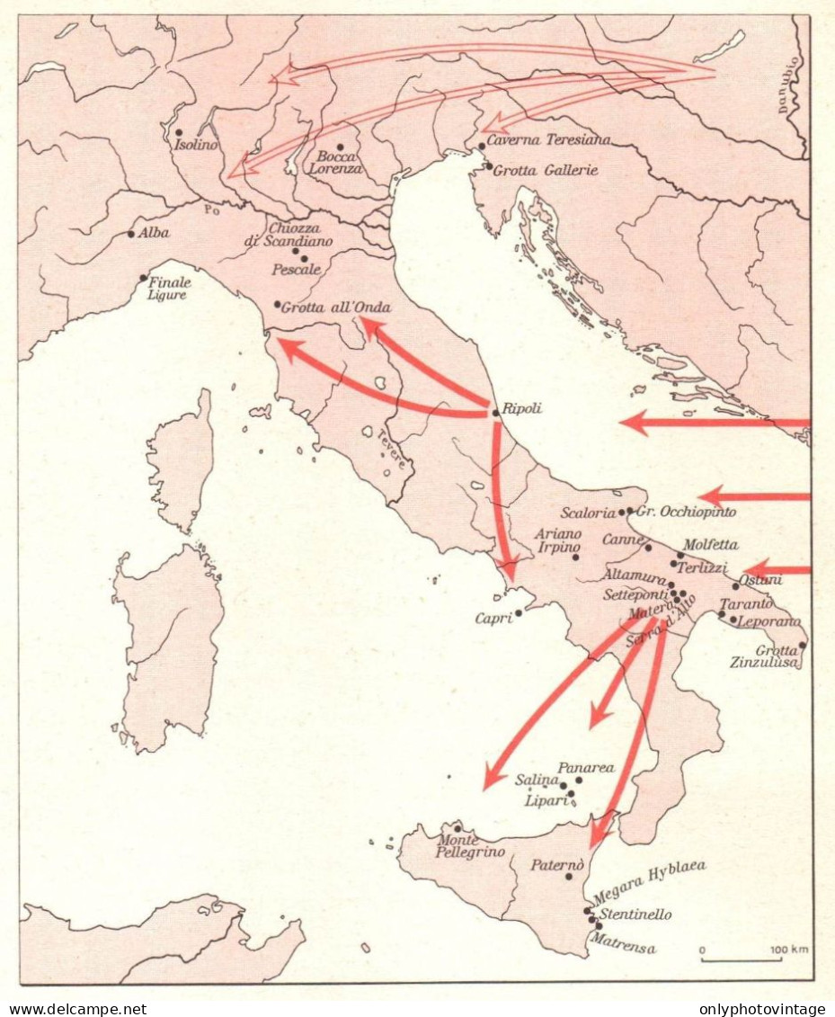 Italia, Influenze Balcaniche Prima Dell'età Del Ferro, Mappa Epoca - Carte Geographique
