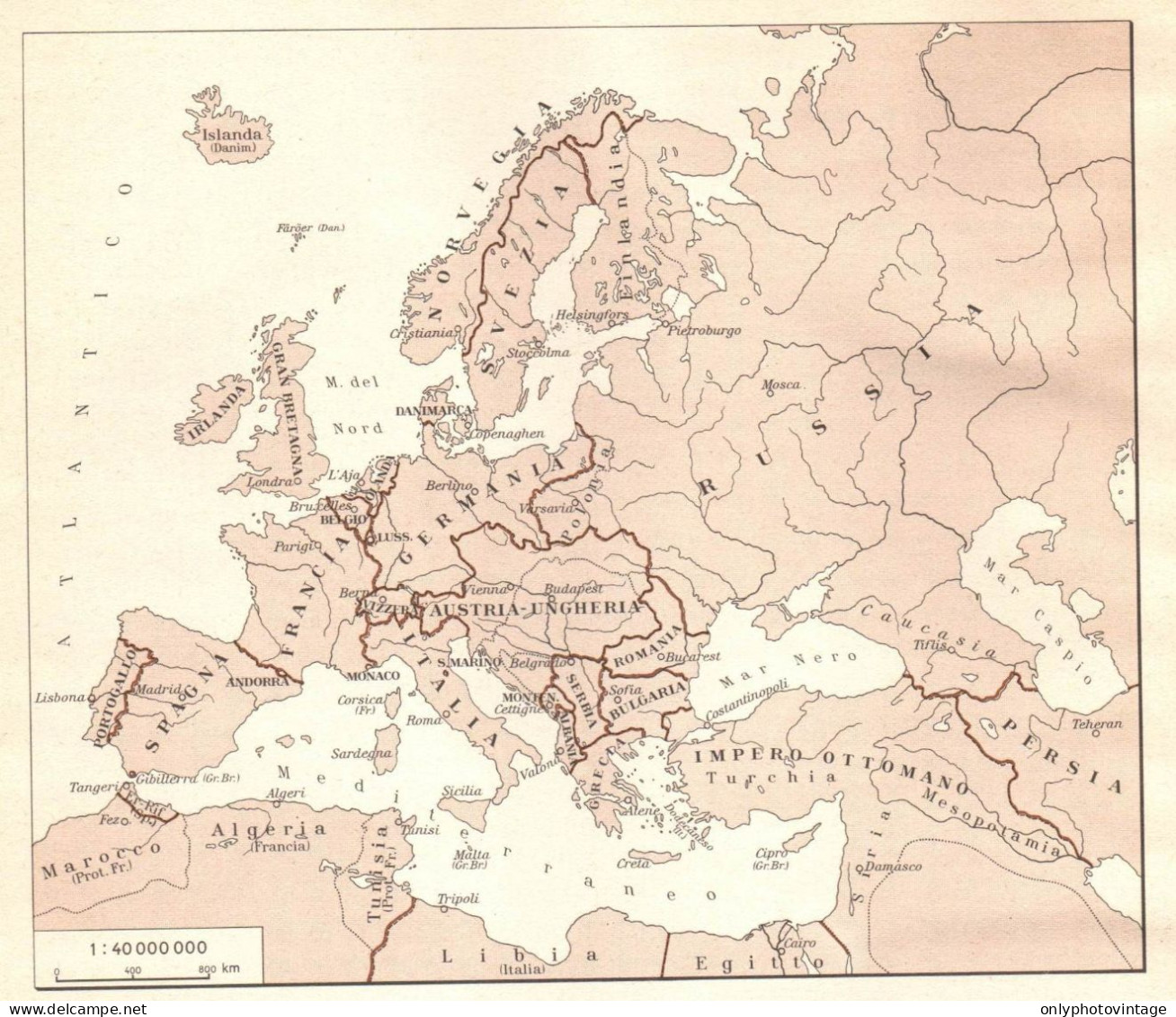 Europa Nel 1814, Vigilia Prima Guerra Mondiale, Mappa Epoca, Vintage Map - Mapas Geográficas