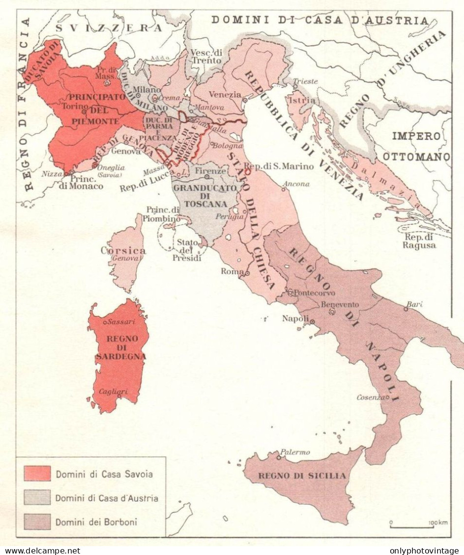 Italia Nel 1748, Mappa Geografica Epoca, Vintage Map - Landkarten