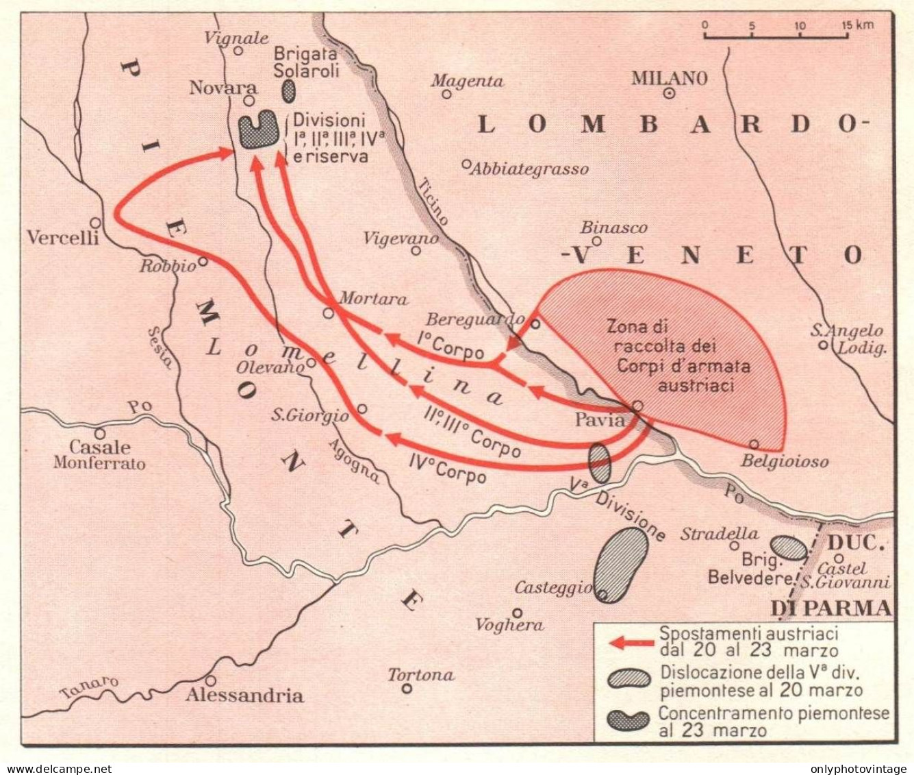 Schieramenti Eserciti Alla Battaglia Di Novara Del 1849, Mappa Geografica - Mapas Geográficas