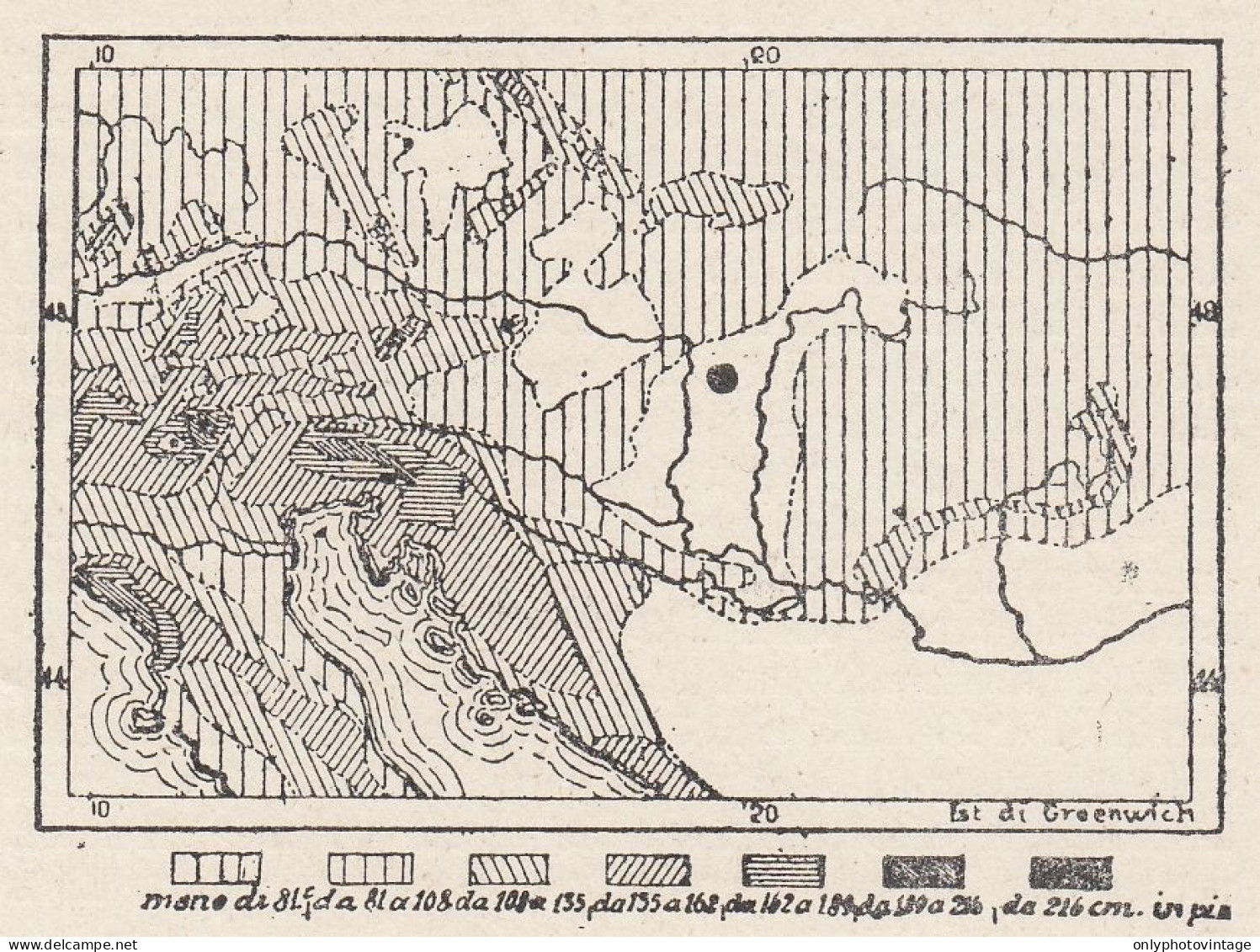 Austria, Piogge, 1907 Carta Geografica Epoca, Vintage Map - Landkarten