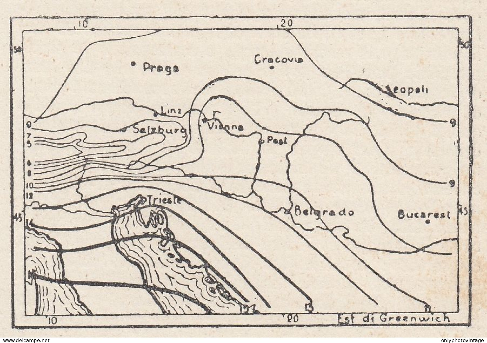 Austria, Isoterme Annue, 1907 Carta Geografica Epoca, Vintage Map - Landkarten