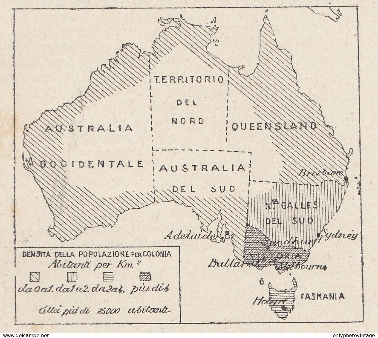 Australia, 1907 Carta Geografica Epoca, Vintage Map - Landkarten