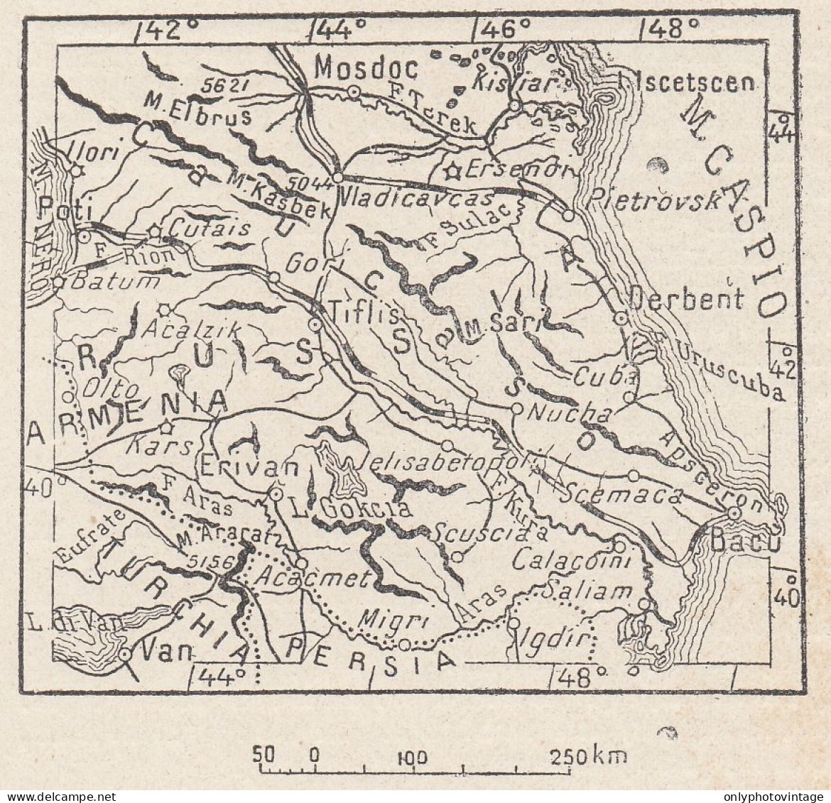Azerbaigian, Baku E Dintorni, 1907 Carta Geografica Epoca, Vintage Map - Mapas Geográficas