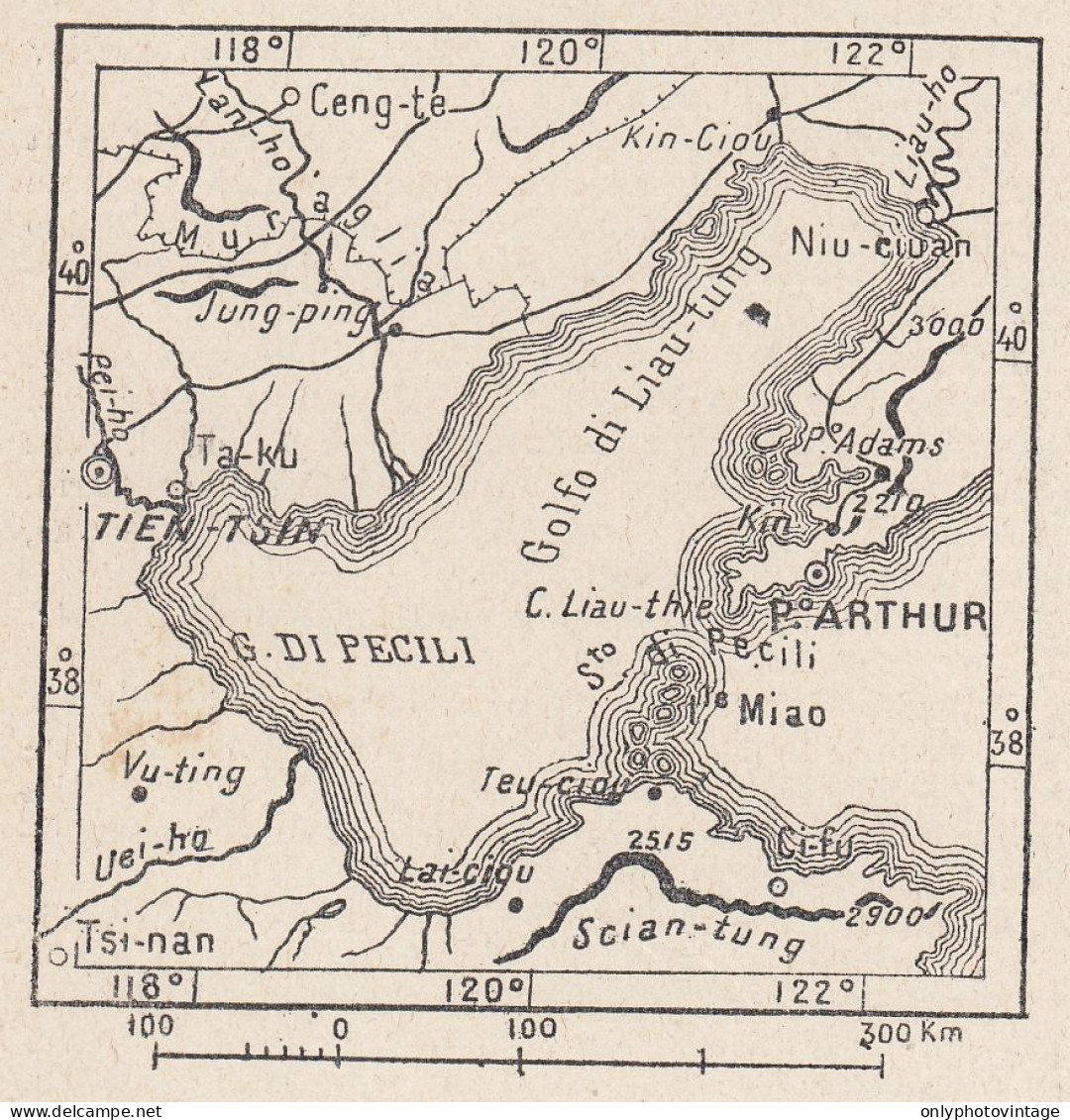 Cina, Porto Arthur, Lüshunkou , 1907 Carta Geografica Epoca, Vintage Map - Cartes Géographiques