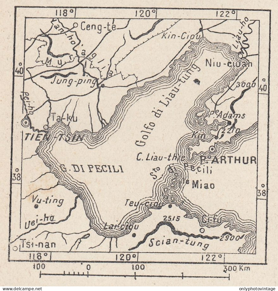 Cina, Porto Arthur, Lüshunkou , 1907 Carta Geografica Epoca, Vintage Map - Landkarten