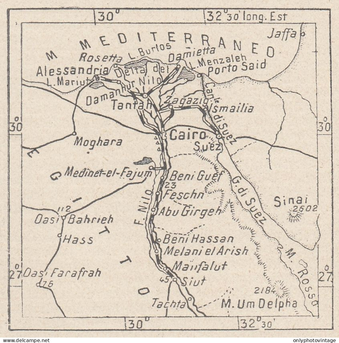 Egitto, Il Cairo, 1907 Carta Geografica Epoca, Vintage Map - Landkarten