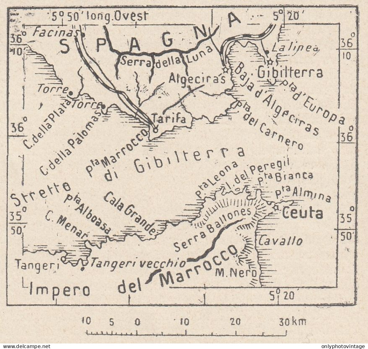 Nordafrica, Spagna, Ceuta, 1907 Carta Geografica Epoca, Vintage Map - Cartes Géographiques