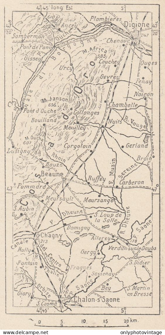 Francia, Costa D'Oro, 1907 Carta Geografica Epoca, Vintage Map - Geographische Kaarten